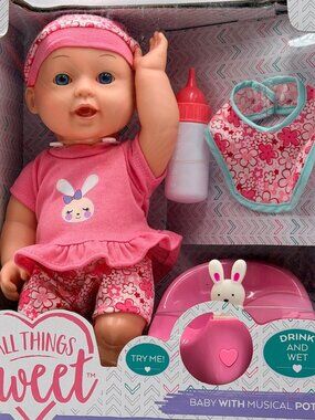 Baby Doll with Musical Potty Drink & Wet Feature Toy Accessories Set